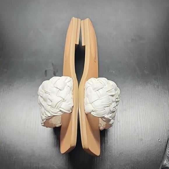 MARC FISHER SQUARE TOE SLIDES CRISS CROSS RIBBON THICK LEATHER BOTTOMS W.SIZE 10 - Picture 9 of 16